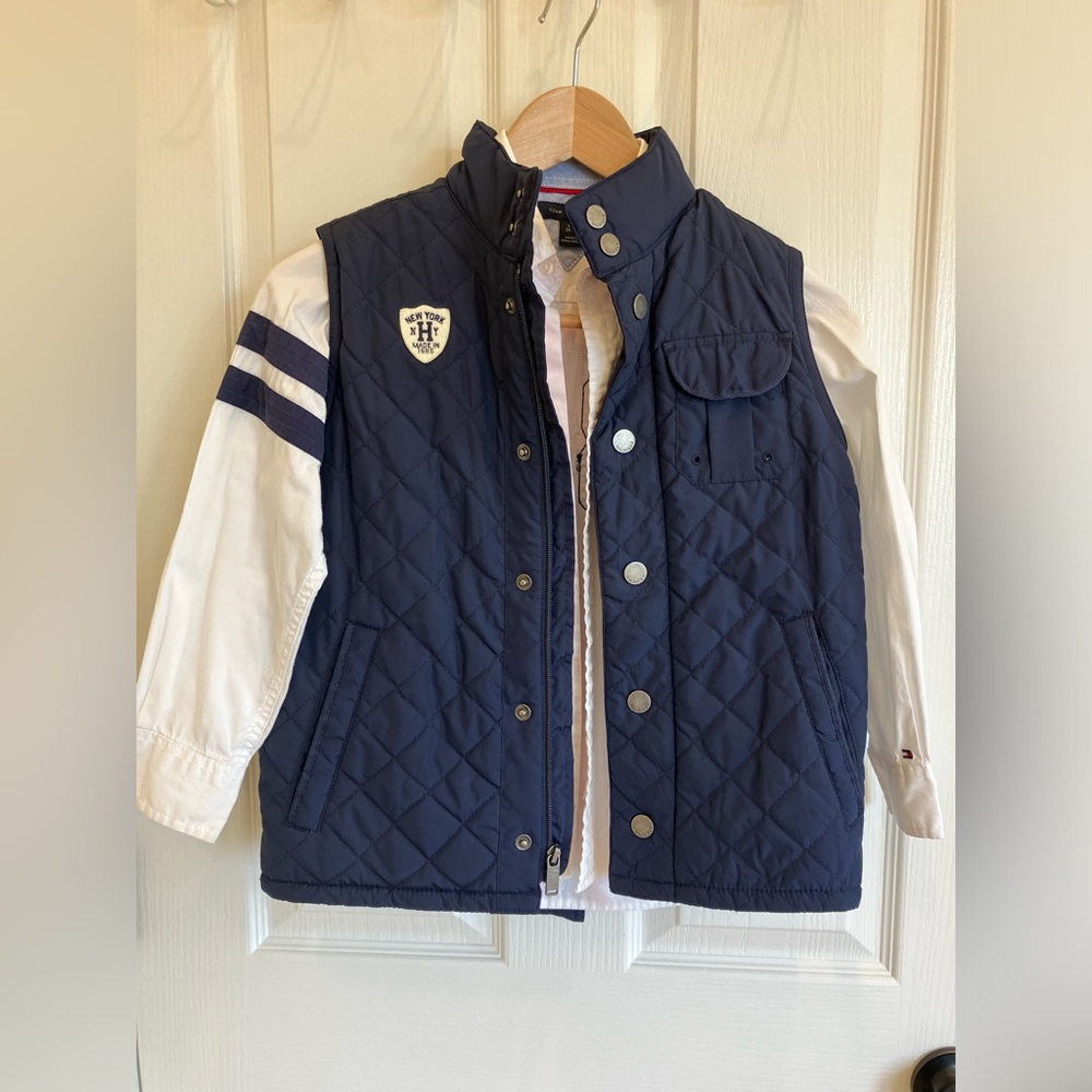 Bundle Tommy Hilfiger Boy Blue and Orange Quilted Vest Small 6/7 & white…